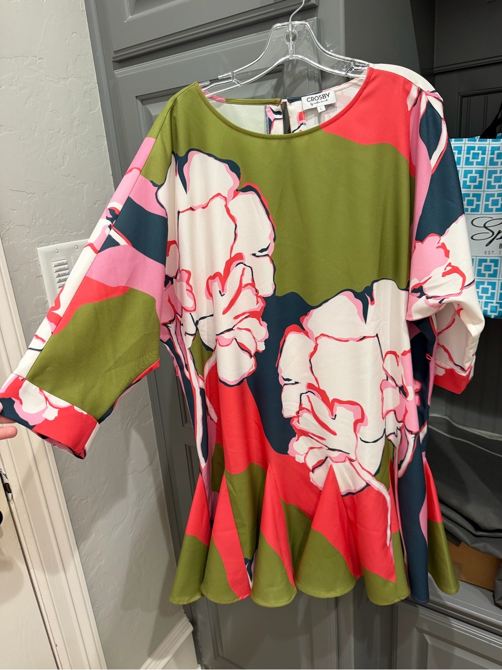 CROSBY by Mollie Burch Olive, Pink & Navy Floral Mini Dress